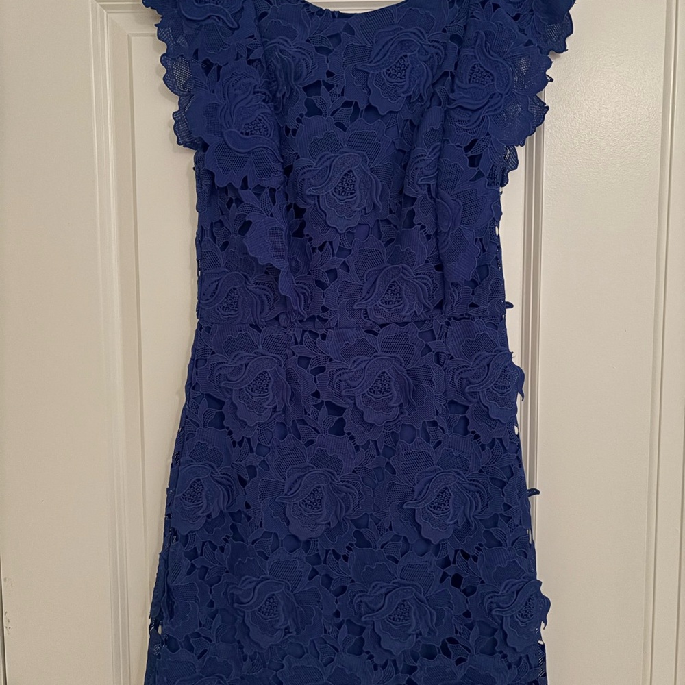 Topshop Blue Ruffled Sheath Dress